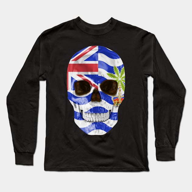 British Indian Ocean Territory Flag Skull - Gift for Biot With Roots From British Indian Ocean Territory Long Sleeve T-Shirt by Country Flags